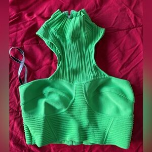 Herve Leger Bright Green Ribbed Top